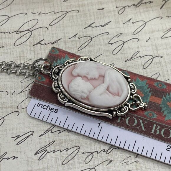 Silver Pink New MOM Heart Wedding Party Jewelry White Mothers Day necklace Cameo - Picture 7 of 9